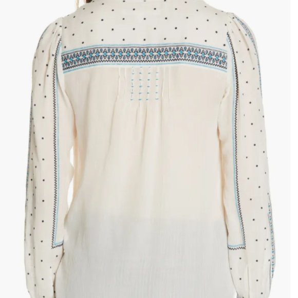 Veronica Beard Carta Embroidered Silk & Cotton Blouse - Picture 2 of 5